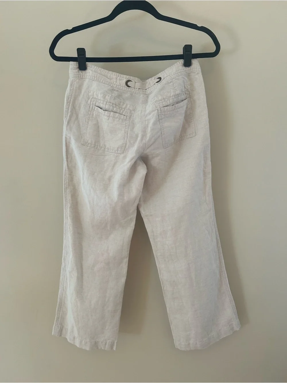 Banana Republic Light Beige Drawstring Linen-Cotton Capris
